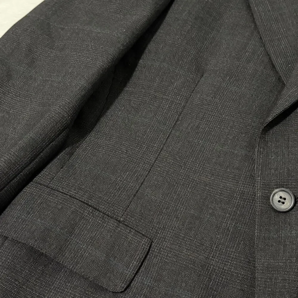 Jos A. Bank Executive Collection Sport Coat Blazer Mens 38R Dark Gray Plaid Wool